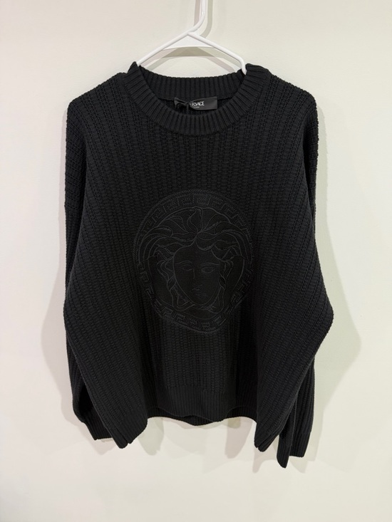Versace Other - Versace Black Medusa Embroidered Wool Sweater Size 52 XL Crewneck Knit NEW